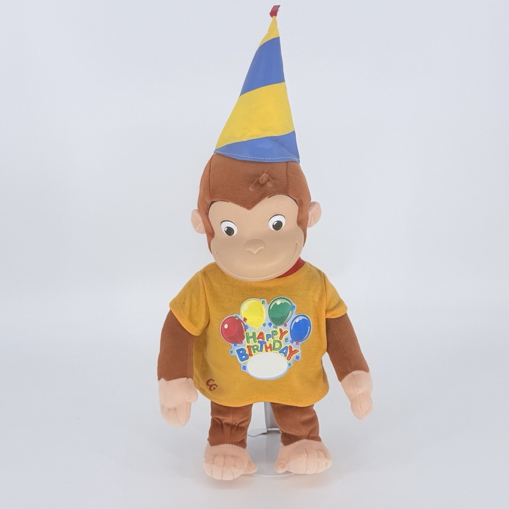 Curious George Birthday Plush Marvel 15" Hat 2005 Universal Rubber Face
